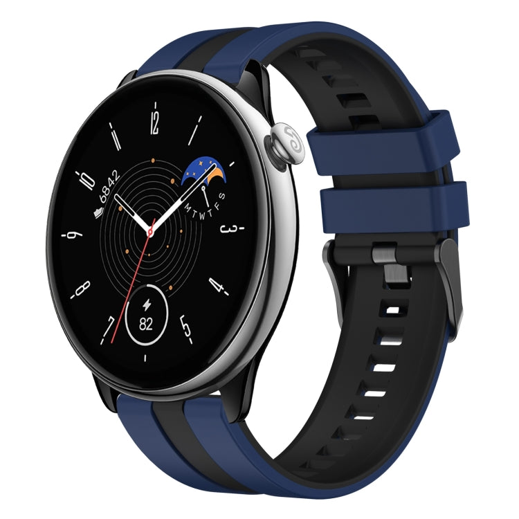 For Amazfit GTR Mini 20mm Two-Color Sports Silicone Watch Band(Blue+Black) - Watch Bands by buy2fix | Online Shopping UK | buy2fix