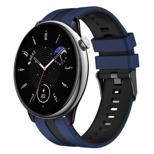 For Amazfit GTR Mini 20mm Two-Color Sports Silicone Watch Band(Blue+Black) - Watch Bands by buy2fix | Online Shopping UK | buy2fix