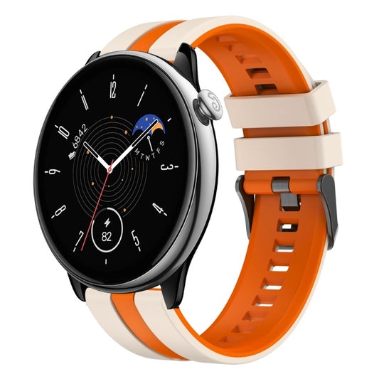 For Amazfit GTR Mini 20mm Two-Color Sports Silicone Watch Band(Starlight+Orange) - Watch Bands by buy2fix | Online Shopping UK | buy2fix