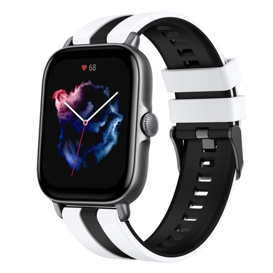 For Amazfit GTS 3 20mm Two-Color Sports Silicone Watch Band(White+Black) - Watch Bands by buy2fix | Online Shopping UK | buy2fix