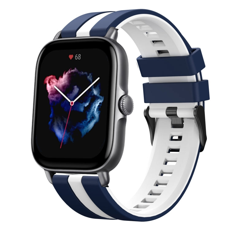 For Amazfit GTS 3 20mm Two-Color Sports Silicone Watch Band(Blue+White) - Watch Bands by buy2fix | Online Shopping UK | buy2fix