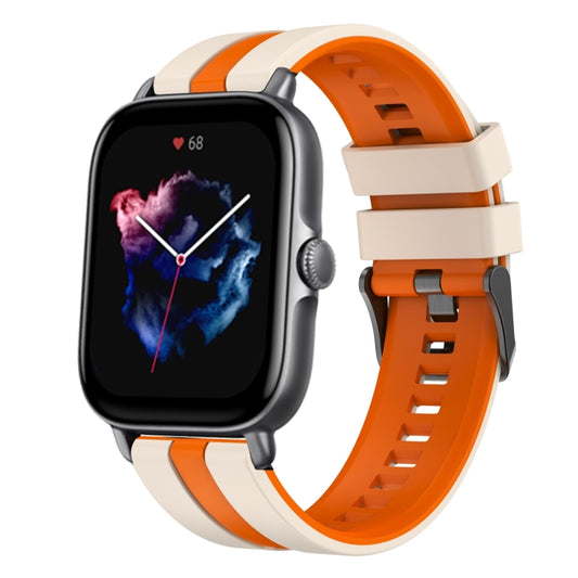 For Amazfit GTS 3 20mm Two-Color Sports Silicone Watch Band(Starlight+Orange) - Watch Bands by buy2fix | Online Shopping UK | buy2fix