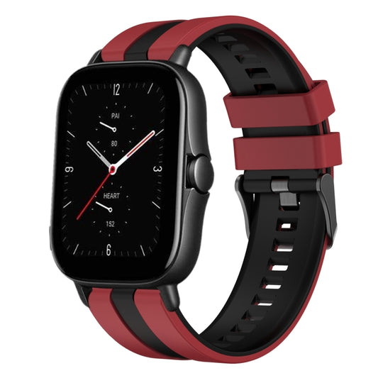 For Amazfit GTS 2E 20mm Two-Color Sports Silicone Watch Band(Red+Black) - Watch Bands by buy2fix | Online Shopping UK | buy2fix
