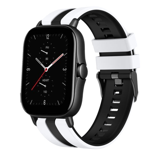 For Amazfit GTS 2E 20mm Two-Color Sports Silicone Watch Band(White+Black) - Watch Bands by buy2fix | Online Shopping UK | buy2fix