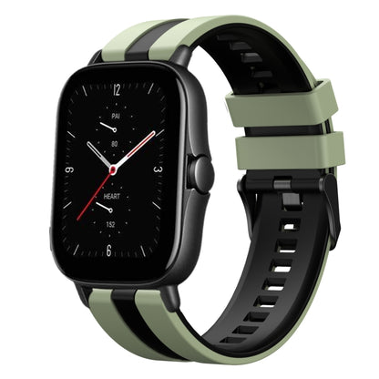 For Amazfit GTS 2E 20mm Two-Color Sports Silicone Watch Band(Light Green+Black) - Watch Bands by buy2fix | Online Shopping UK | buy2fix