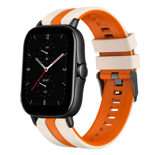 For Amazfit GTS 2E 20mm Two-Color Sports Silicone Watch Band(Starlight+Orange) - Watch Bands by buy2fix | Online Shopping UK | buy2fix