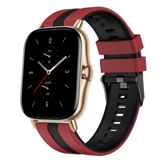 For Amazfit GTS 2 20mm Two-Color Sports Silicone Watch Band(Red+Black) - Watch Bands by buy2fix | Online Shopping UK | buy2fix