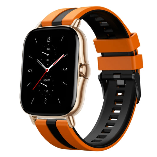 For Amazfit GTS 2 20mm Two-Color Sports Silicone Watch Band(Orange+Black) - Watch Bands by buy2fix | Online Shopping UK | buy2fix