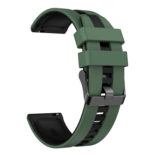 For Amazfit GTS 2 20mm Two-Color Sports Silicone Watch Band(Olive Green+Black) - Watch Bands by buy2fix | Online Shopping UK | buy2fix
