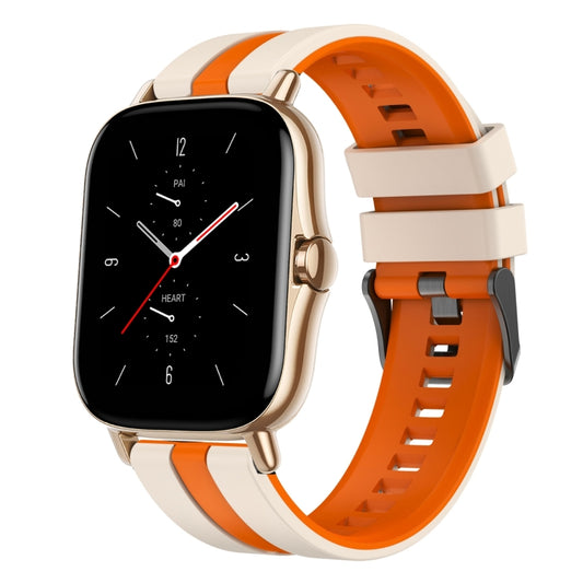 For Amazfit GTS 2 20mm Two-Color Sports Silicone Watch Band(Starlight+Orange) - Watch Bands by buy2fix | Online Shopping UK | buy2fix
