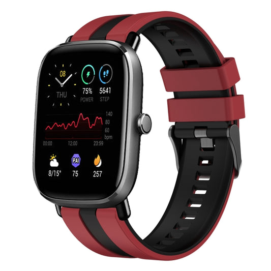 For Amazfit GTS 2 Mini 20mm Two-Color Sports Silicone Watch Band(Red+Black) - Watch Bands by buy2fix | Online Shopping UK | buy2fix