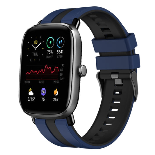 For Amazfit GTS 2 Mini 20mm Two-Color Sports Silicone Watch Band(Blue+Black) - Watch Bands by buy2fix | Online Shopping UK | buy2fix