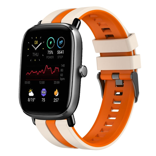 For Amazfit GTS 2 Mini 20mm Two-Color Sports Silicone Watch Band(Starlight+Orange) - Watch Bands by buy2fix | Online Shopping UK | buy2fix