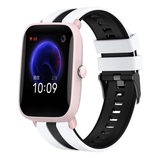For Amazfit Pop Pro 20mm Two-Color Sports Silicone Watch Band(White+Black) - Watch Bands by buy2fix | Online Shopping UK | buy2fix