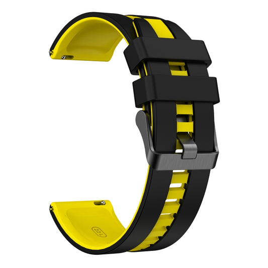For Amazfit Pop Pro 20mm Two-Color Sports Silicone Watch Band(Black+Yellow) - Watch Bands by buy2fix | Online Shopping UK | buy2fix
