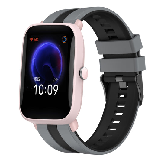 For Amazfit Pop Pro 20mm Two-Color Sports Silicone Watch Band(Grey+Black) - Watch Bands by buy2fix | Online Shopping UK | buy2fix
