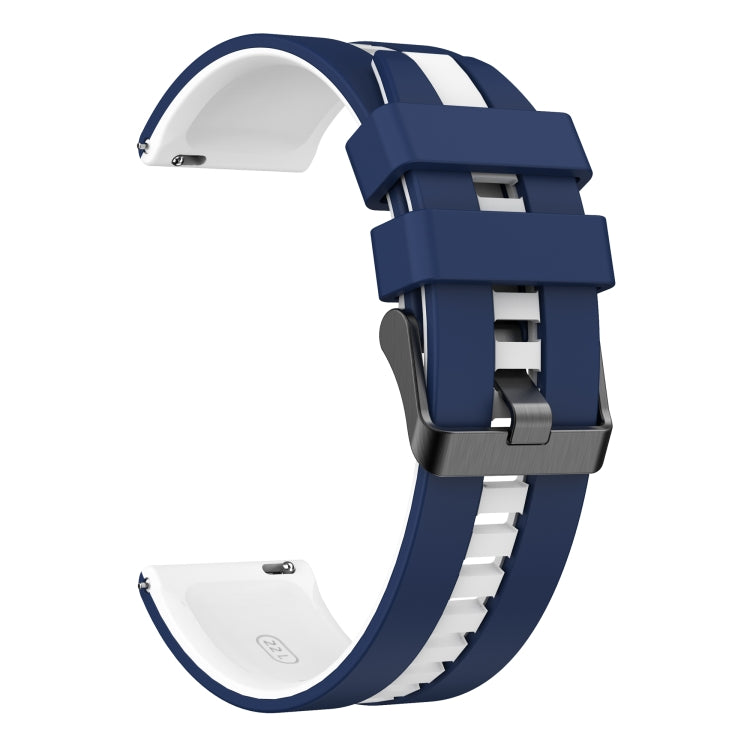 For Amazfit Pop Pro 20mm Two-Color Sports Silicone Watch Band(Blue+White) - Watch Bands by buy2fix | Online Shopping UK | buy2fix