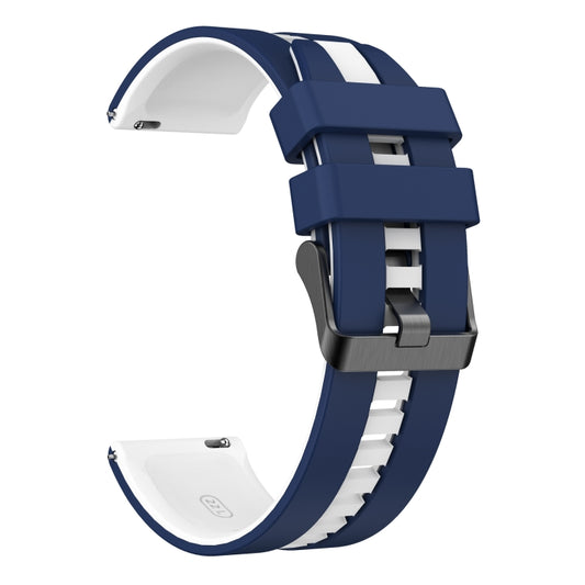 For Amazfit Pop Pro 20mm Two-Color Sports Silicone Watch Band(Blue+White) - Watch Bands by buy2fix | Online Shopping UK | buy2fix