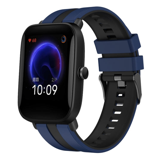 For Amazfit Pop 20mm Two-Color Sports Silicone Watch Band(Blue+Black) - Watch Bands by buy2fix | Online Shopping UK | buy2fix
