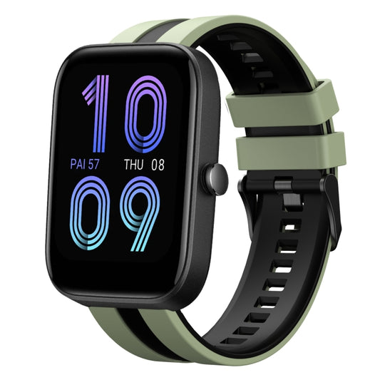 For Amazfit Bip3 20mm Two-Color Sports Silicone Watch Band(Light Green+Black) - Watch Bands by buy2fix | Online Shopping UK | buy2fix