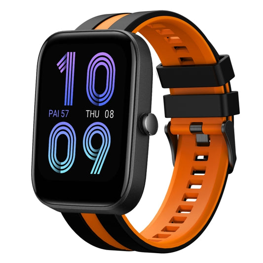For Amazfit Bip3 20mm Two-Color Sports Silicone Watch Band(Black+Orange) - Watch Bands by buy2fix | Online Shopping UK | buy2fix