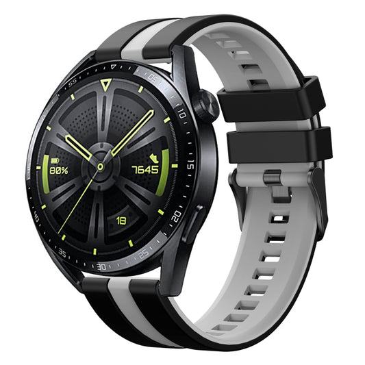 For Amazfit Bip3 20mm Two-Color Sports Silicone Watch Band(Black+Grey) - Watch Bands by buy2fix | Online Shopping UK | buy2fix