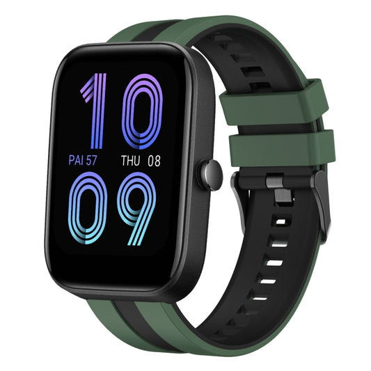 For Amazfit Bip3 Pro 20mm Two-Color Sports Silicone Watch Band(Olive Green+Black) - Watch Bands by buy2fix | Online Shopping UK | buy2fix
