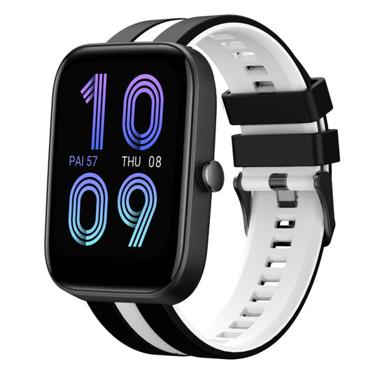 For Amazfit Bip3 Pro 20mm Two-Color Sports Silicone Watch Band(Black+White) - Watch Bands by buy2fix | Online Shopping UK | buy2fix