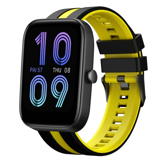 For Amazfit Bip3 Pro 20mm Two-Color Sports Silicone Watch Band(Black+Yellow) - Watch Bands by buy2fix | Online Shopping UK | buy2fix