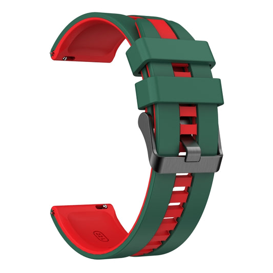 For Amazfit Bip3 Pro 20mm Two-Color Sports Silicone Watch Band(Green+Red) - Watch Bands by buy2fix | Online Shopping UK | buy2fix