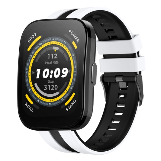 For Amazfit Bip 5 22mm Two-Color Sports Silicone Watch Band(White+Black) - Watch Bands by buy2fix | Online Shopping UK | buy2fix