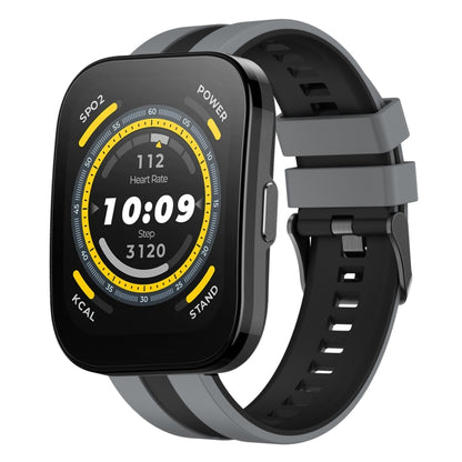 For Amazfit Bip 5 22mm Two-Color Sports Silicone Watch Band(Grey+Black) - Watch Bands by buy2fix | Online Shopping UK | buy2fix