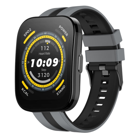 For Amazfit Bip 5 22mm Two-Color Sports Silicone Watch Band(Grey+Black) - Watch Bands by buy2fix | Online Shopping UK | buy2fix