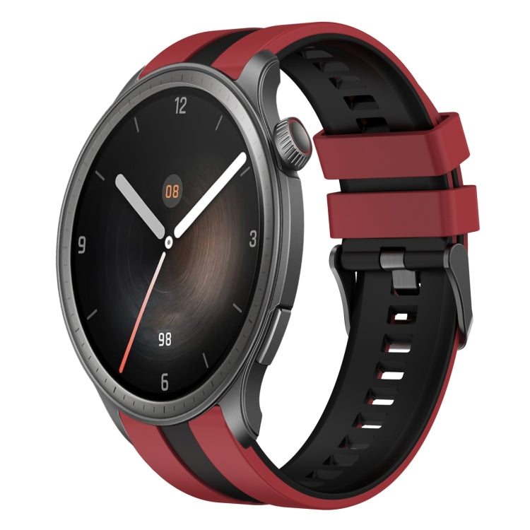 For Amazfit Balance 22mm Two-Color Sports Silicone Watch Band(Red+Black) - Watch Bands by buy2fix | Online Shopping UK | buy2fix