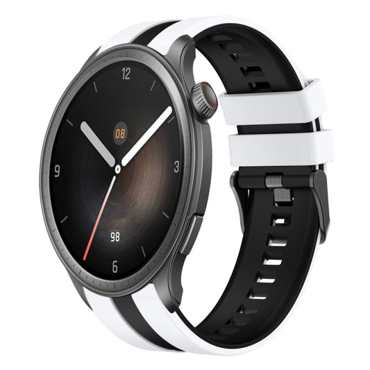 For Amazfit Balance 22mm Two-Color Sports Silicone Watch Band(White+Black) - Watch Bands by buy2fix | Online Shopping UK | buy2fix