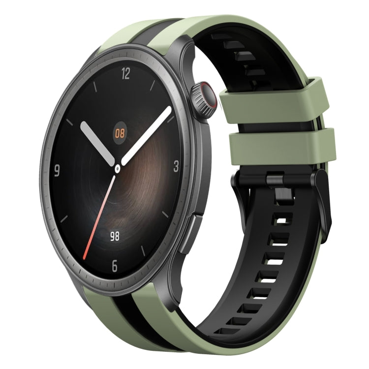 For Amazfit Balance 22mm Two-Color Sports Silicone Watch Band(Light Green+Black) - Watch Bands by buy2fix | Online Shopping UK | buy2fix