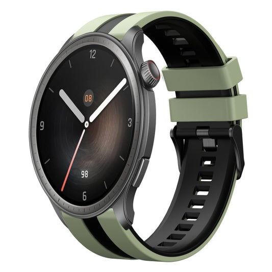For Amazfit Balance 22mm Two-Color Sports Silicone Watch Band(Light Green+Black) - Watch Bands by buy2fix | Online Shopping UK | buy2fix