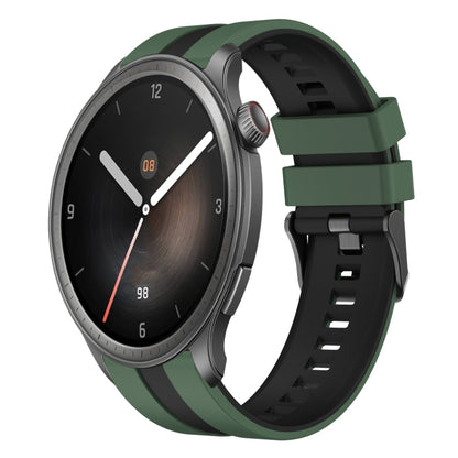 For Amazfit Balance 22mm Two-Color Sports Silicone Watch Band(Olive Green+Black) - Watch Bands by buy2fix | Online Shopping UK | buy2fix