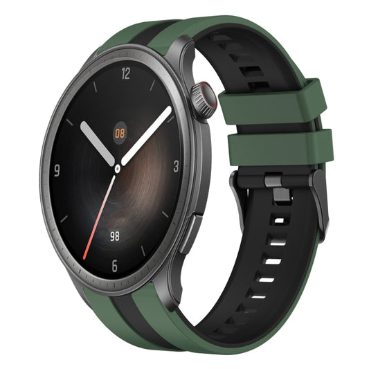 For Amazfit Balance 22mm Two-Color Sports Silicone Watch Band(Olive Green+Black) - Watch Bands by buy2fix | Online Shopping UK | buy2fix