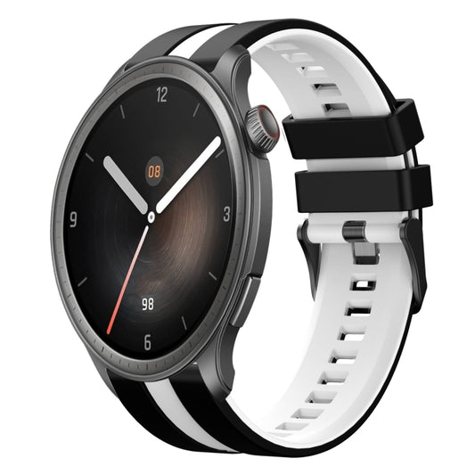 For Amazfit Balance 22mm Two-Color Sports Silicone Watch Band(Black+White) - Watch Bands by buy2fix | Online Shopping UK | buy2fix