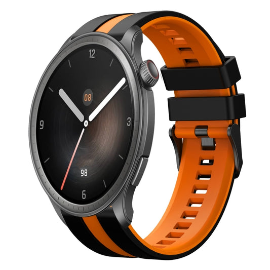 For Amazfit Balance 22mm Two-Color Sports Silicone Watch Band(Black+Orange) - Watch Bands by buy2fix | Online Shopping UK | buy2fix