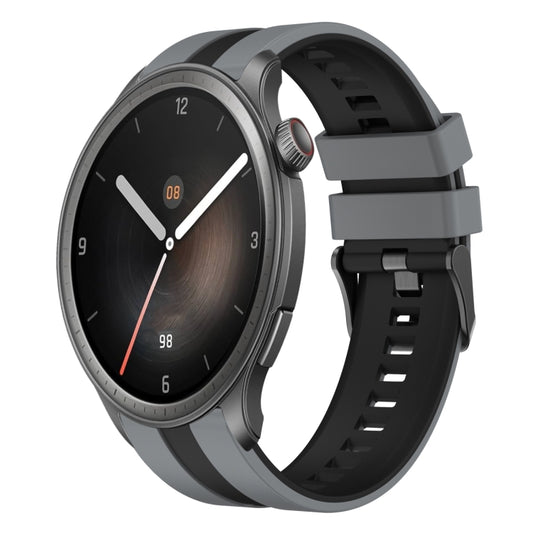 For Amazfit Balance 22mm Two-Color Sports Silicone Watch Band(Grey+Black) - Watch Bands by buy2fix | Online Shopping UK | buy2fix