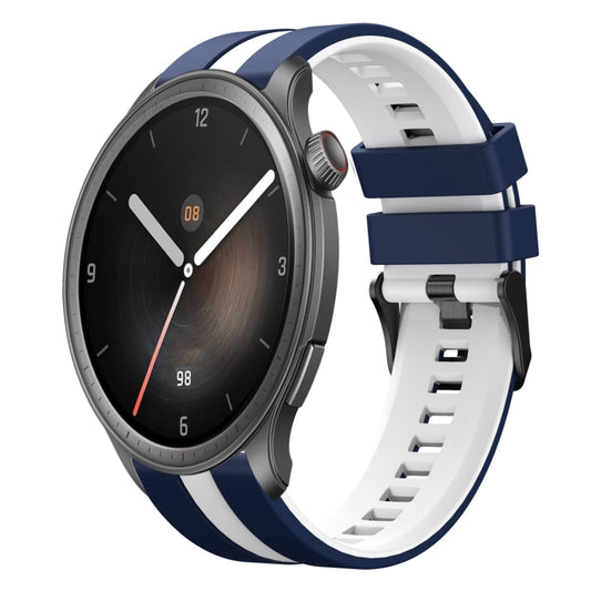 For Amazfit Balance 22mm Two-Color Sports Silicone Watch Band(Blue+White) - Watch Bands by buy2fix | Online Shopping UK | buy2fix
