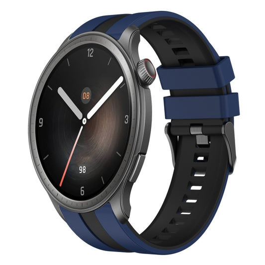 For Amazfit Balance 22mm Two-Color Sports Silicone Watch Band(Blue+Black) - Watch Bands by buy2fix | Online Shopping UK | buy2fix
