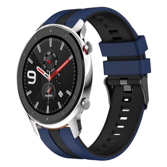 For Amazfit GTR 4 22mm Two-Color Sports Silicone Watch Band(Blue+Black) - Watch Bands by buy2fix | Online Shopping UK | buy2fix