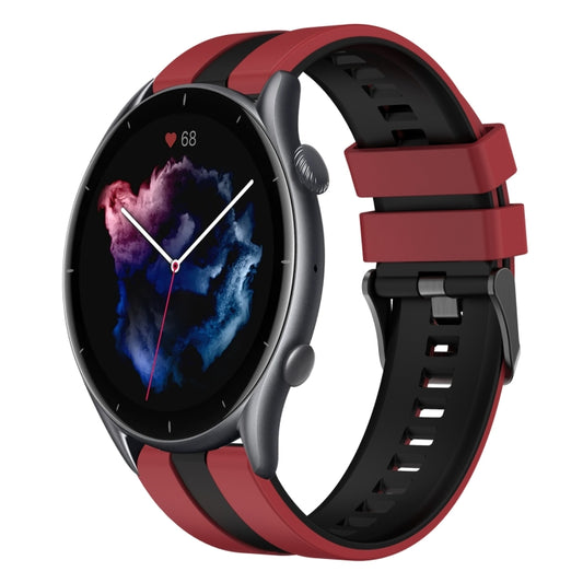 For Amazfit GTR 3 Pro 22mm Two-Color Sports Silicone Watch Band(Red+Black) - Watch Bands by buy2fix | Online Shopping UK | buy2fix