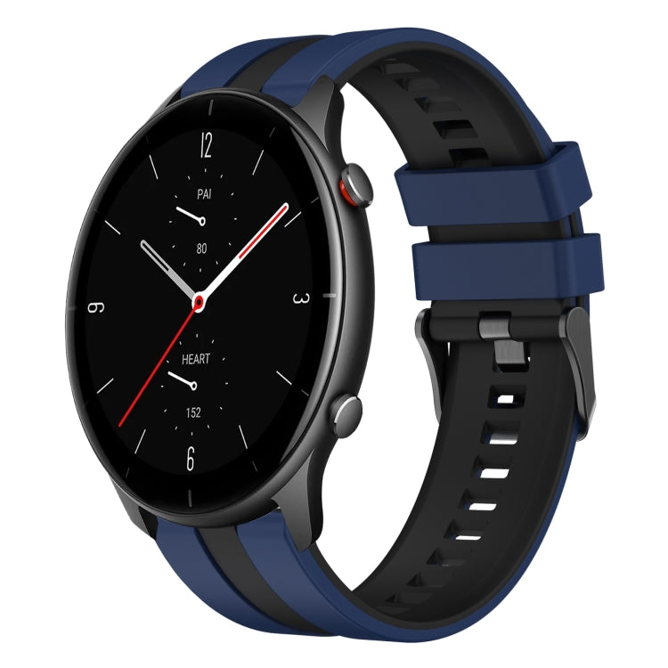 For Amazfit GTR 2e 22mm Two-Color Sports Silicone Watch Band(Blue+Black) - Watch Bands by buy2fix | Online Shopping UK | buy2fix