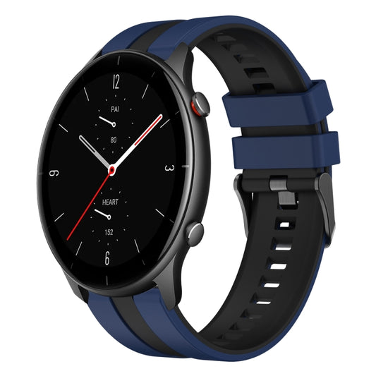 For Amazfit GTR 2e 22mm Two-Color Sports Silicone Watch Band(Blue+Black) - Watch Bands by buy2fix | Online Shopping UK | buy2fix