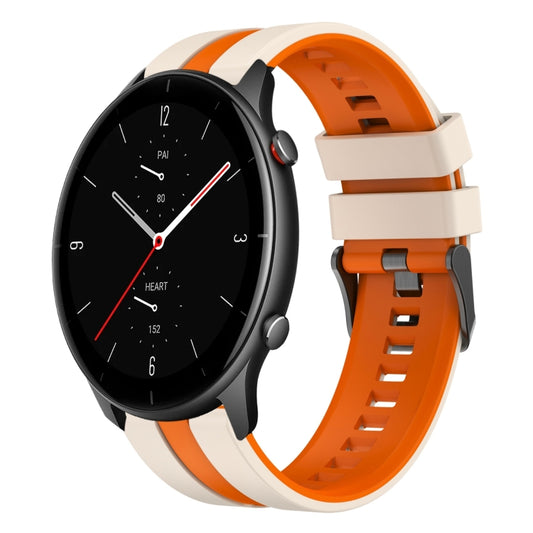 For Amazfit GTR 2e 22mm Two-Color Sports Silicone Watch Band(Starlight+Orange) - Watch Bands by buy2fix | Online Shopping UK | buy2fix