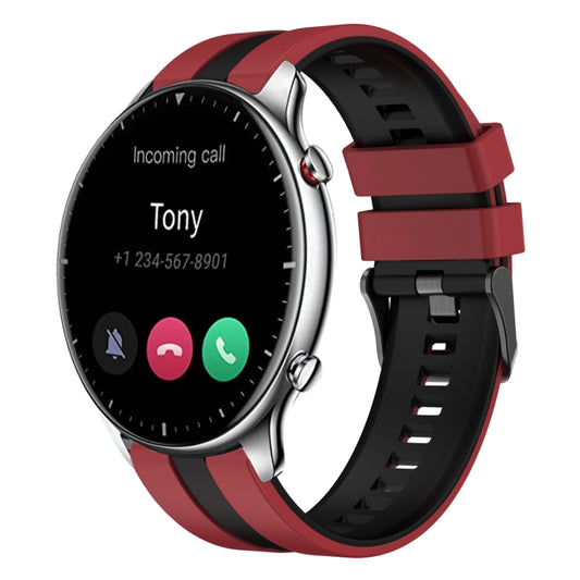 For Amazfit GTR 2 22mm Two-Color Sports Silicone Watch Band(Red+Black) - Watch Bands by buy2fix | Online Shopping UK | buy2fix